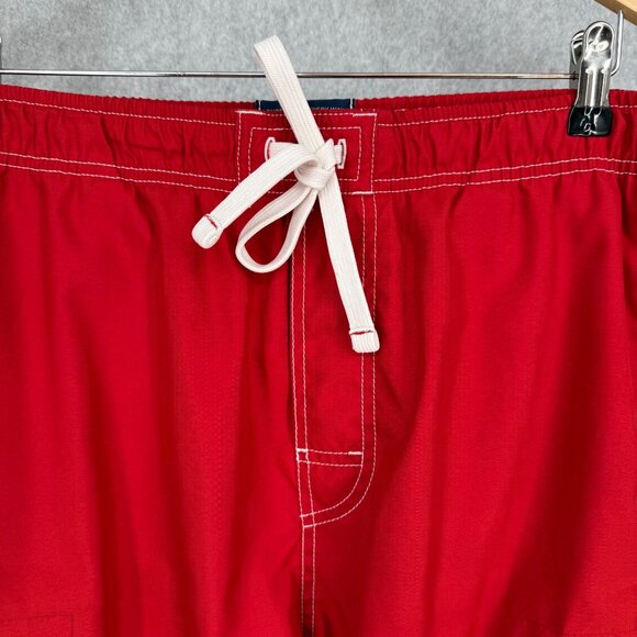 Abercrombie Fitch VTG Tugger Swim Trunks Shorts Size L Red White Baggy Cargo Y2K - Picture 2 of 14